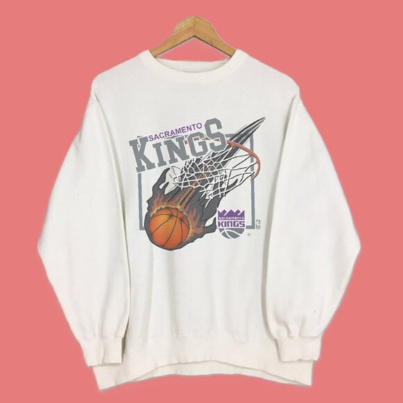 Vtg 90s Sacramento Kings Basketball Logo Sweatshirt, NBA Sacramento Kings - Picture 1 of 4